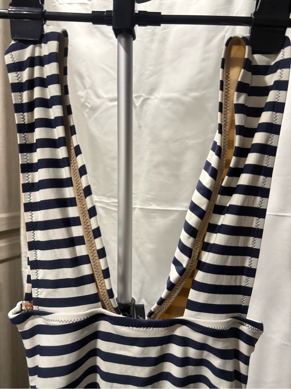 J. Crew Navy and White Striped Swimsuit with Nude Lining - Picture 4 of 6